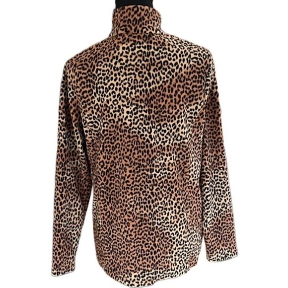 Lands End Womens Fleece 1/4 Zip Cheetah Print Pullover Size Small (6-8) - Picture 2 of 6
